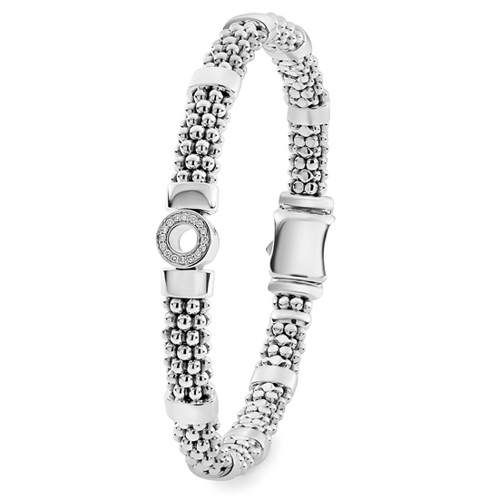 Lagos Small Single Station Diamond Circle Caviar Bracelet