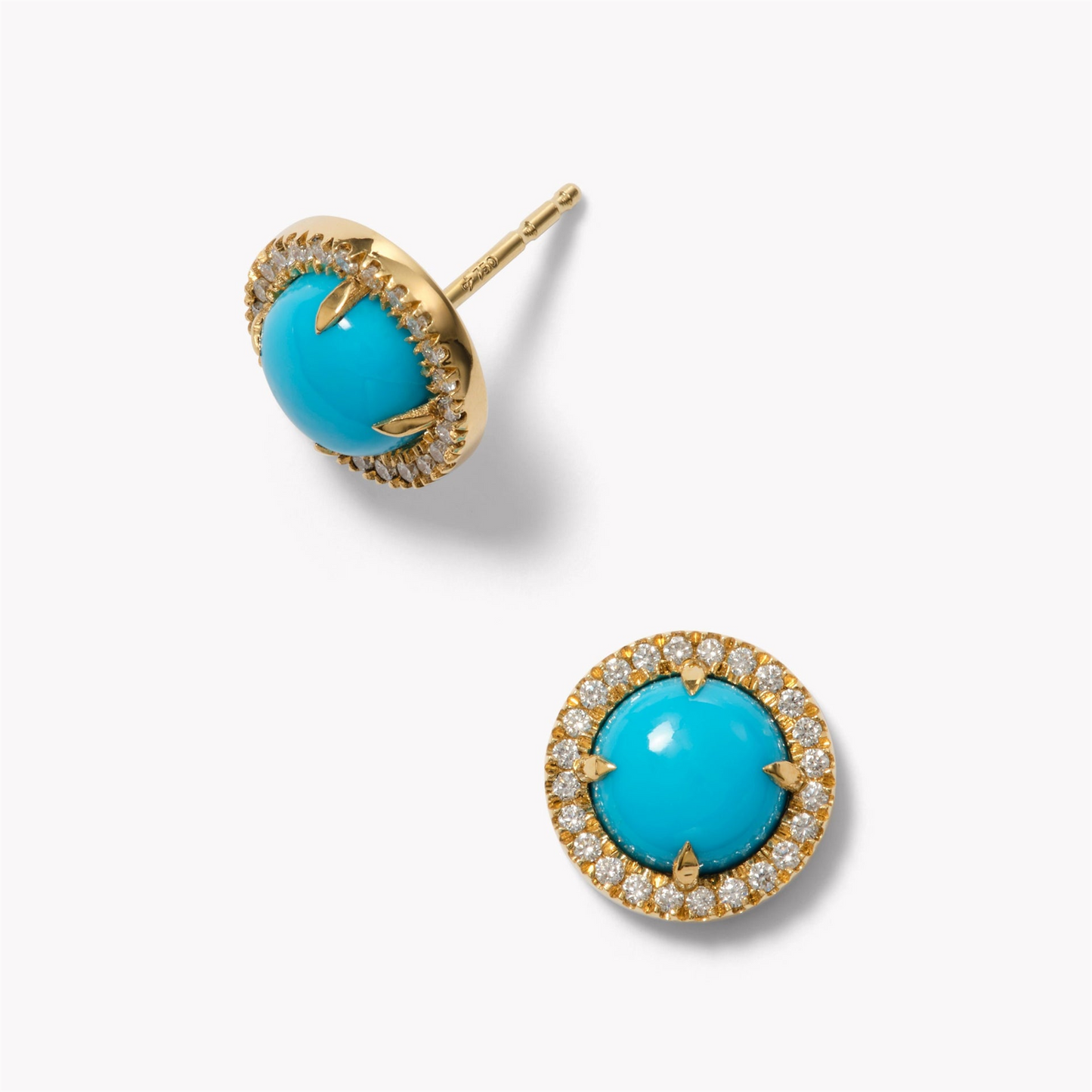 Jamie Turner Aurora Turquoise & Diamond Stud Earrings in 18k Yellow Gold