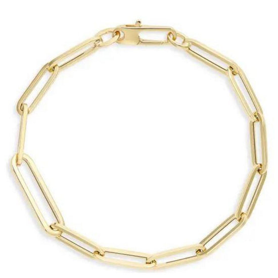 Roberto Coin Alternating Paperclip Link Bracelet 18k Gold