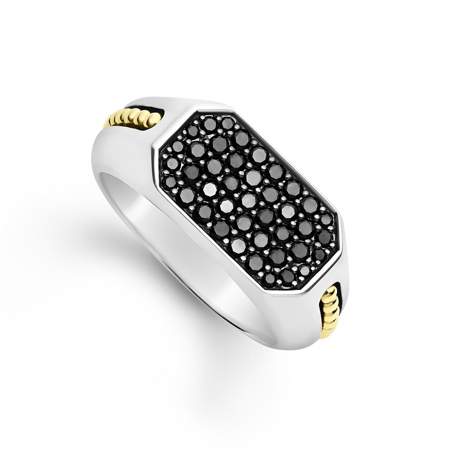 Lagos Two-Tone Octagon Black Diamond Ring