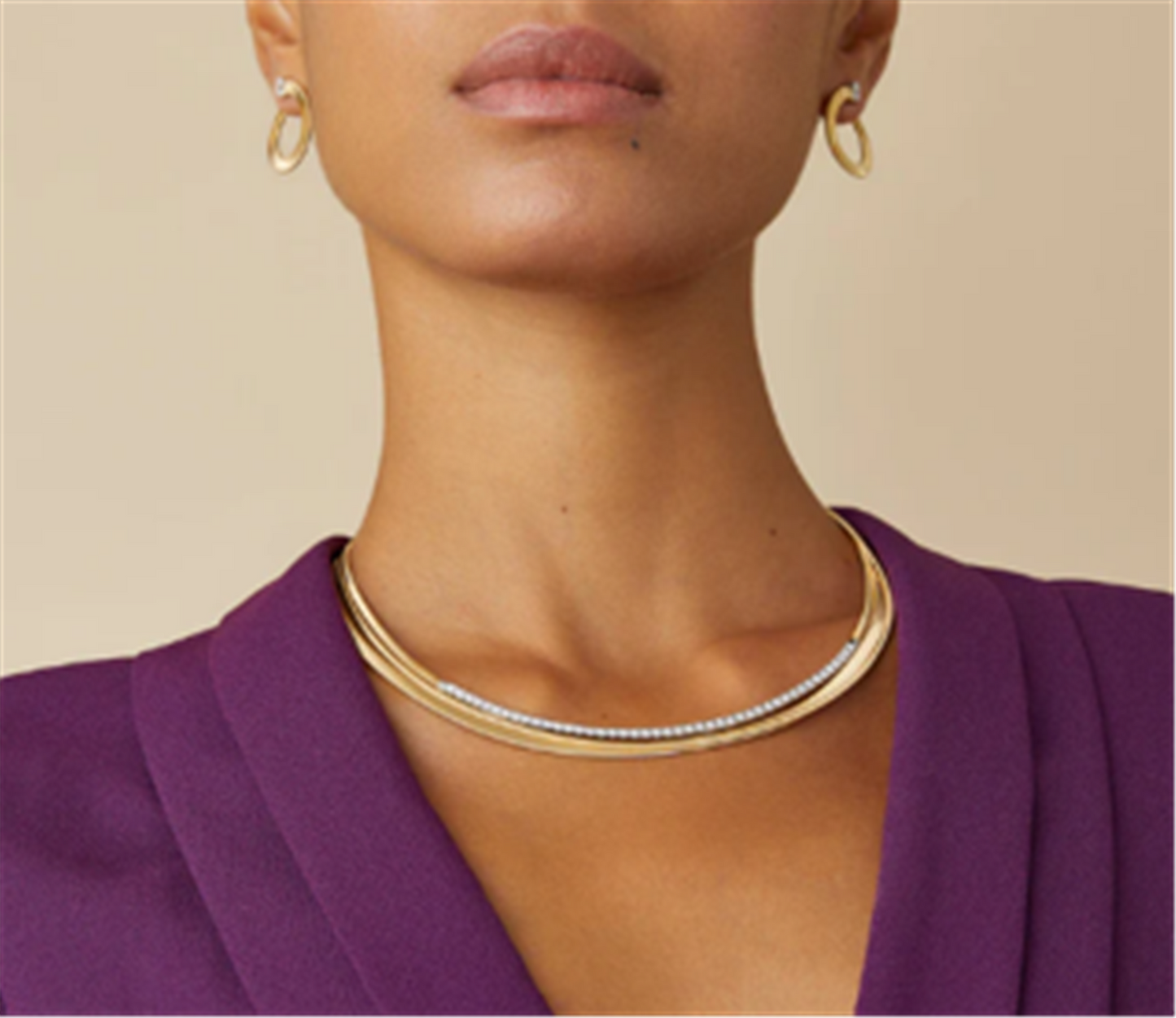 Marco Bicego Masai 3 Strand Collar Diamond Necklace in 18k Gold