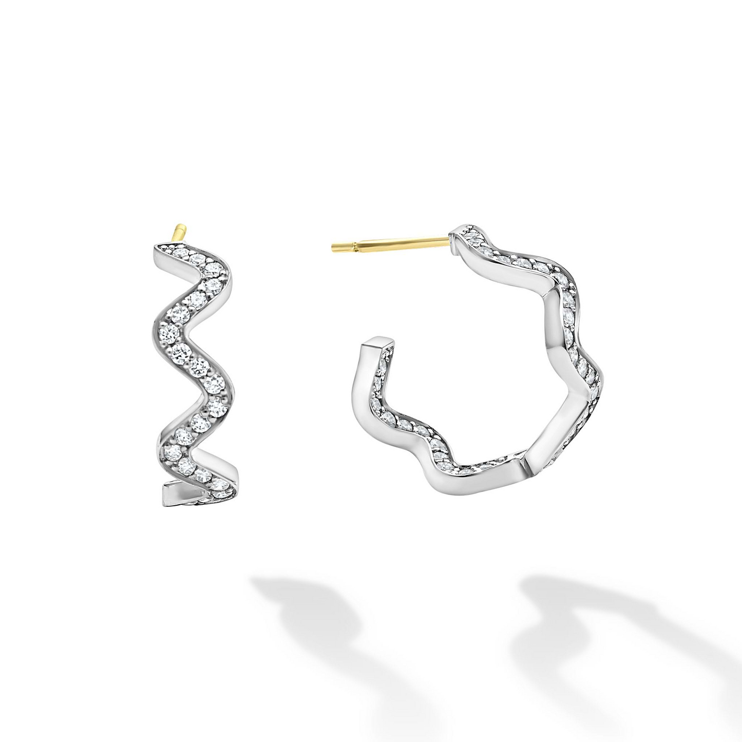 Lagos Wave Diamond Hoop Earrings in Sterling Silver