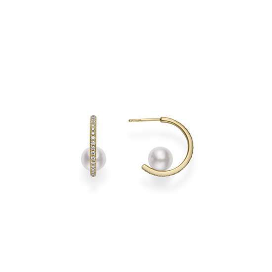 Mikimoto Pearl & Diamond Hoops