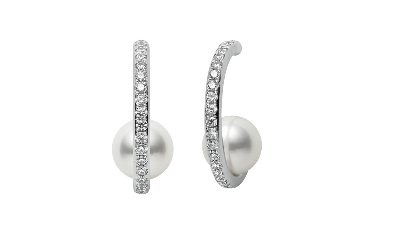 Mikimoto Akoya Pearl Diamond Hoops