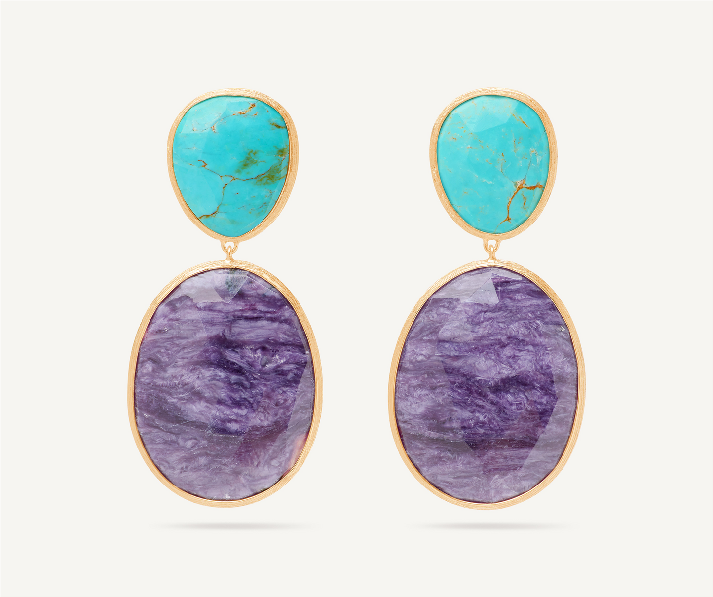 Marco Bicego Lunaria Double Drop Turquoise & Charoite Earrings