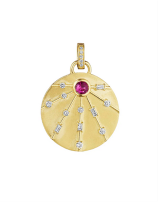 Penny Preville Round Diamond with Pink Sapphire Energy Medallion