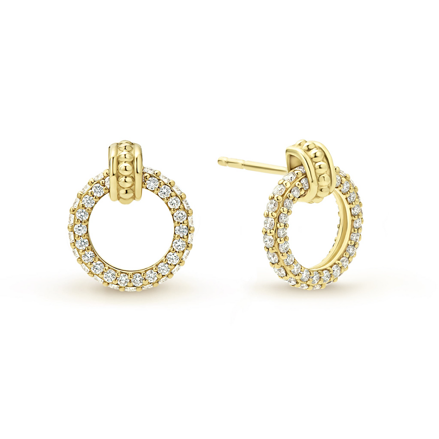Lagos Circle Diamond Stud Earrings in 18k Gold