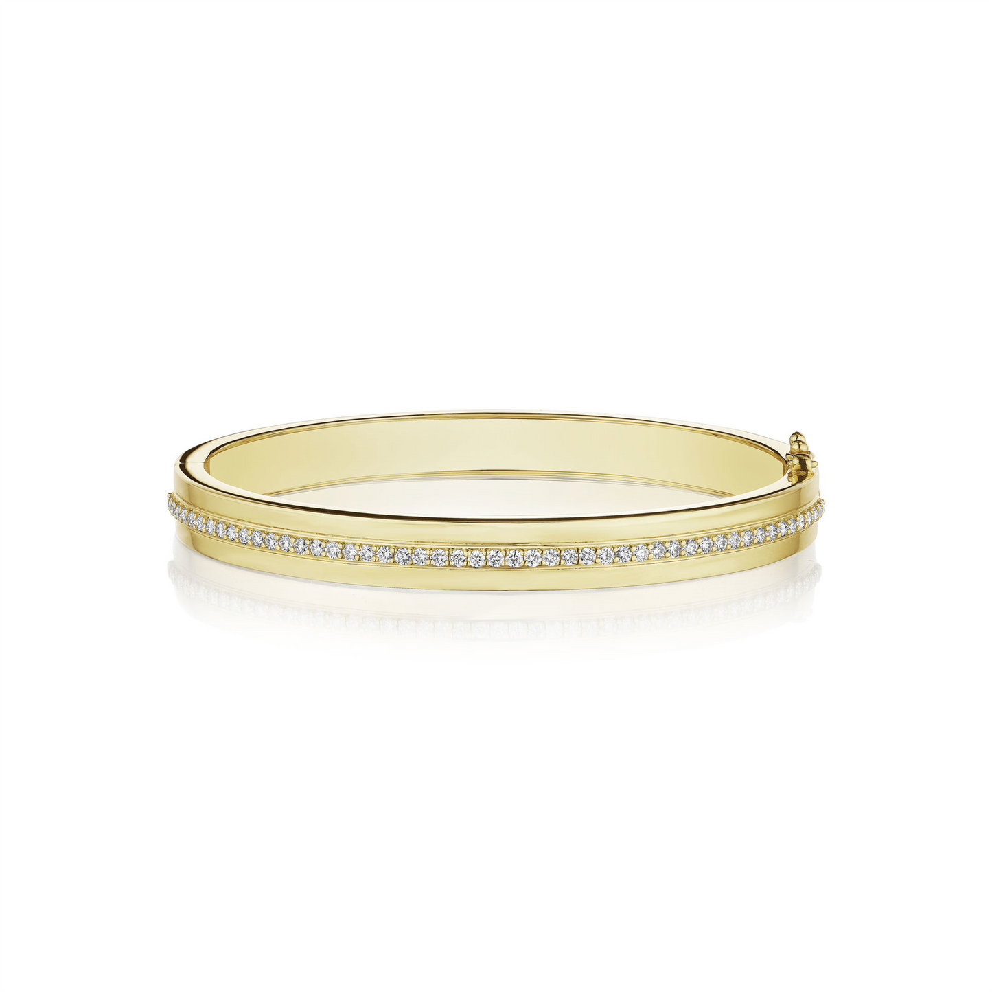 Penny Preville High Polish Center Diamond Row Bangle in 18k Gold