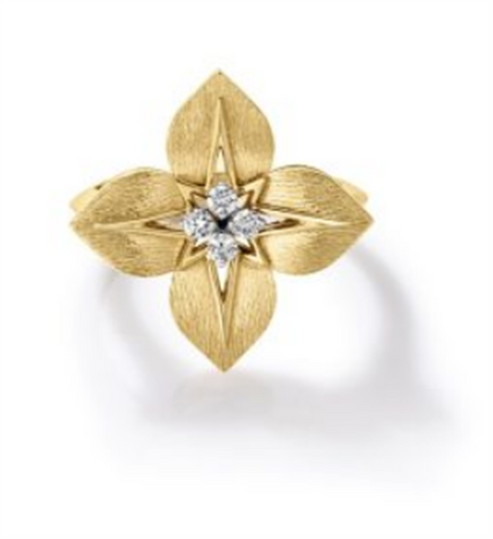 Roberto Coin Two-Tone Gold Princess Star Medium Diamond Star Ring