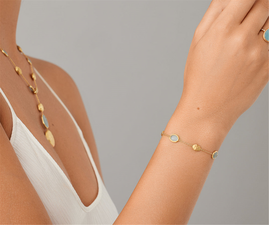 Marco Bicego 18k Yellow Gold Oval Aquamarine & Gold Bracelet