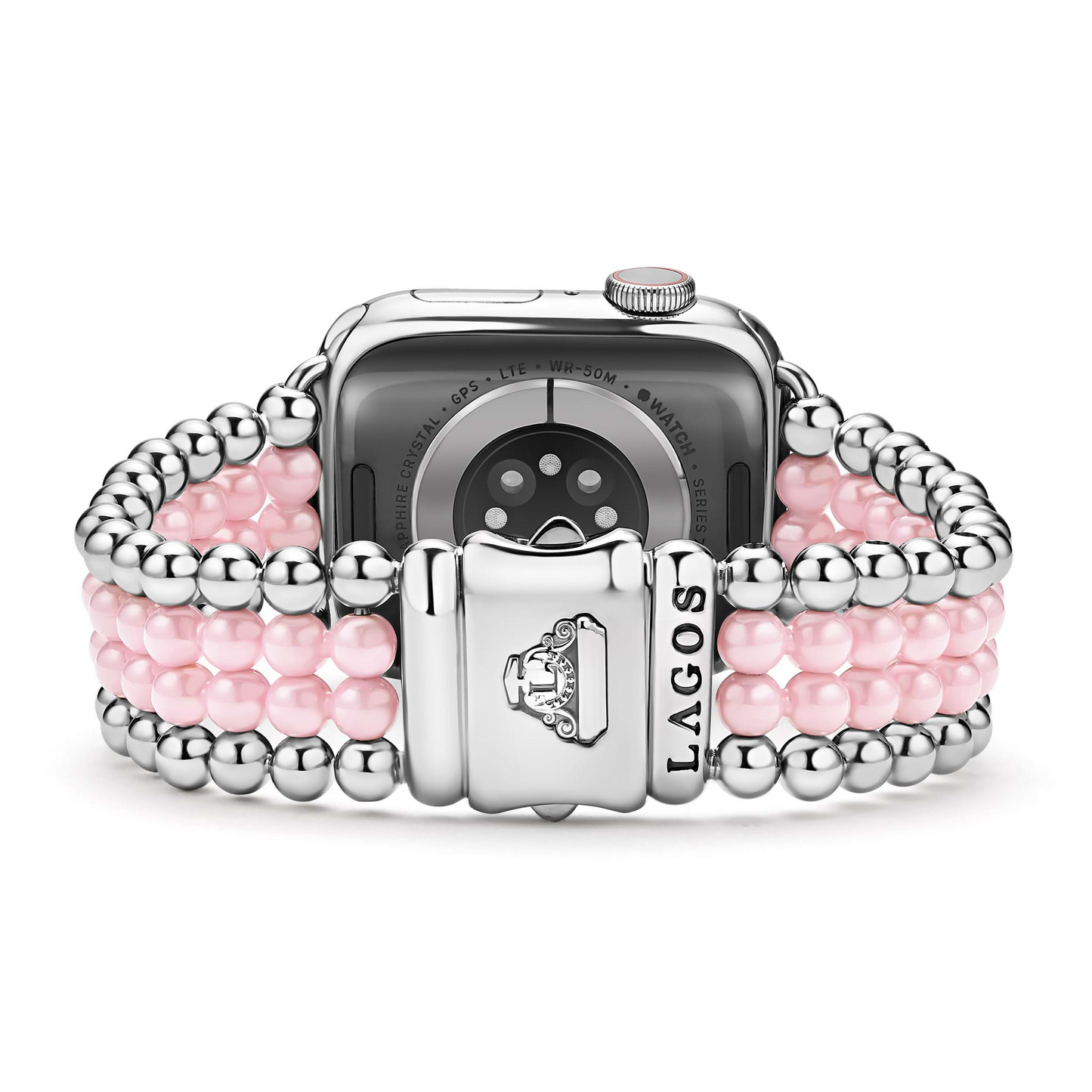 Lagos Pink Ceramic and Stainless Steel Infinite Watch Bracelet - 38-45mm