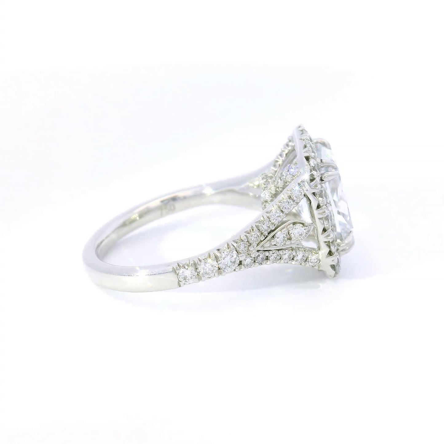 Couture Radiant Center w/ Diamond Halo & Split Diamond Sides Engagement Ring Setting