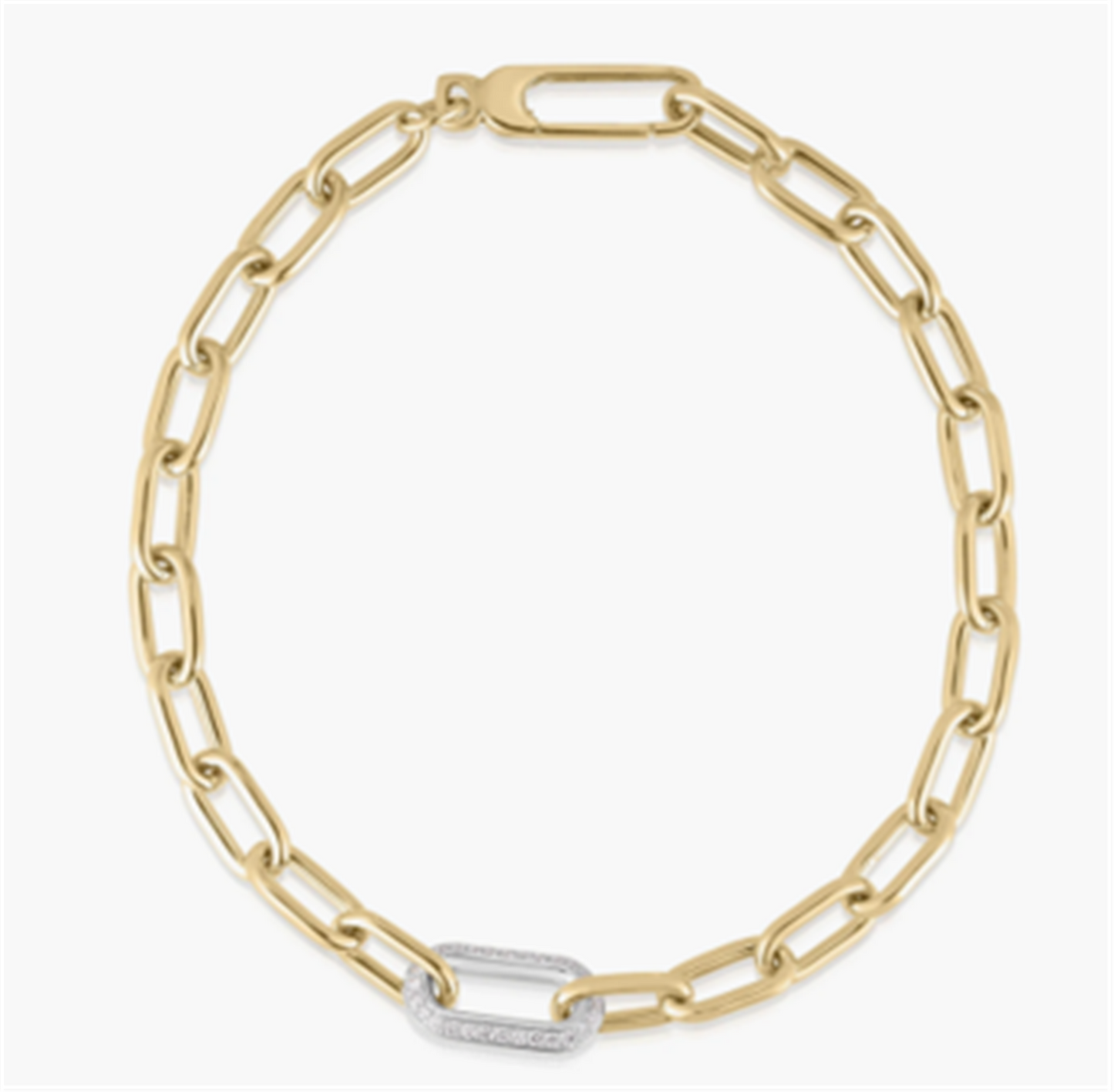 Roberto Coin Single Diamond Paperclip Link Chain Bracelet in 18k Gold