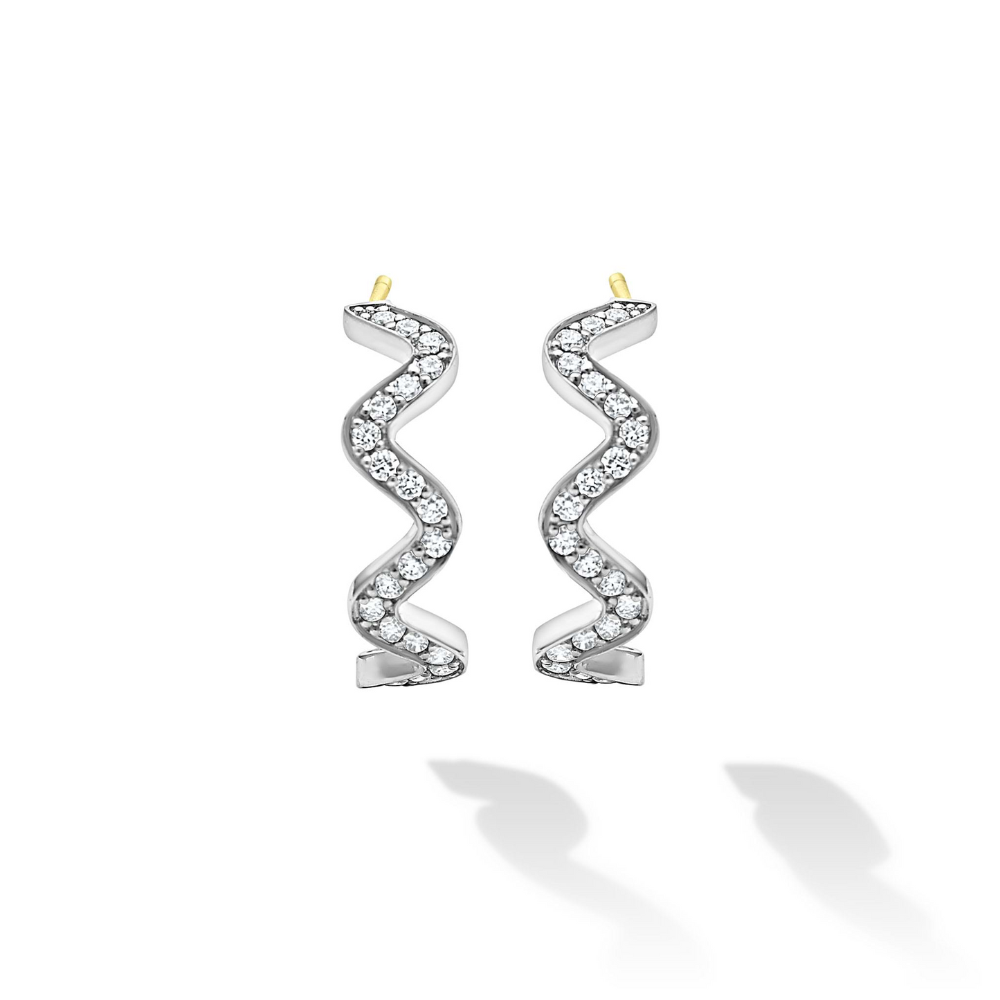 Lagos Wave Diamond Hoop Earrings in Sterling Silver