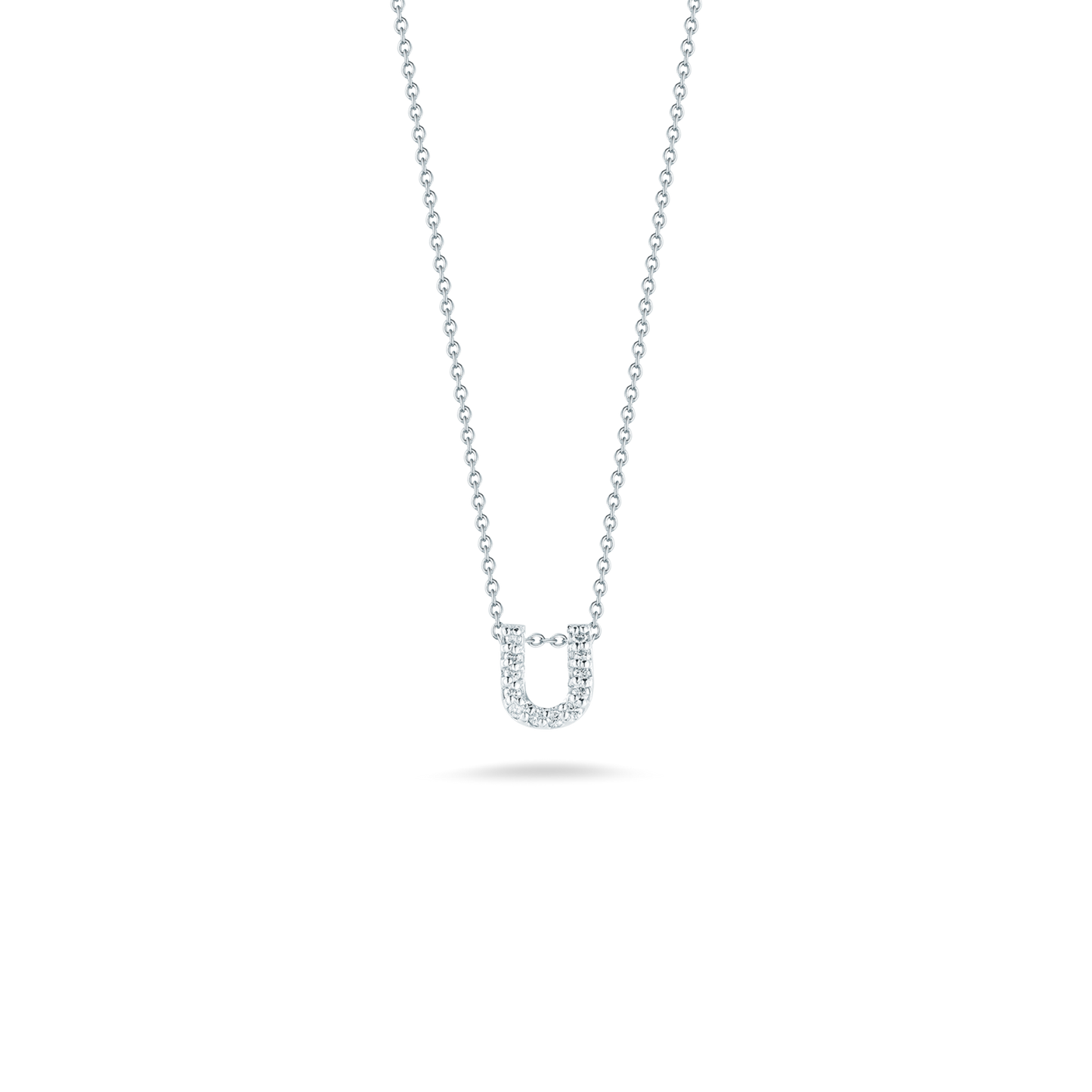 Roberto Coin Love Letter U Necklace in 18k White Gold & 0.06ct Diamonds