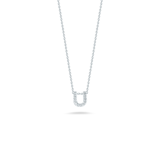 Roberto Coin Love Letter U Necklace in 18k White Gold & 0.06ct Diamonds