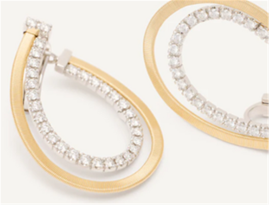 Marco Bicego Masai Diamond Pear Shape Earrings in 18k Two-Tone Gold