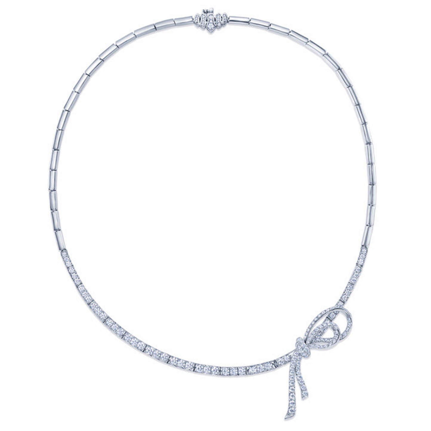 Kwiat Ribbon Diamond Line Necklace in Platinum