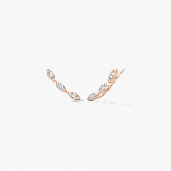 Hearts On Fire Aerial Marquise Ear Climbers in 18k Rose Gold