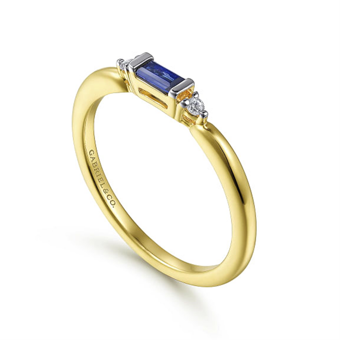 Gabriel & Co. Gold Diamond & Blue Sapphire Stackable Ring
