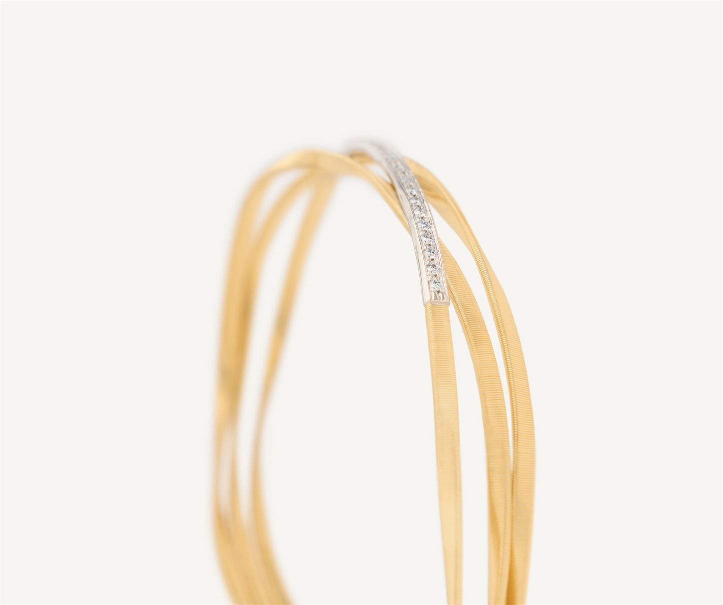 Marco Bicego Marrakech 3-Strand Coil Bracelet w/Diamond Bar in 18k Two-Tone Gold