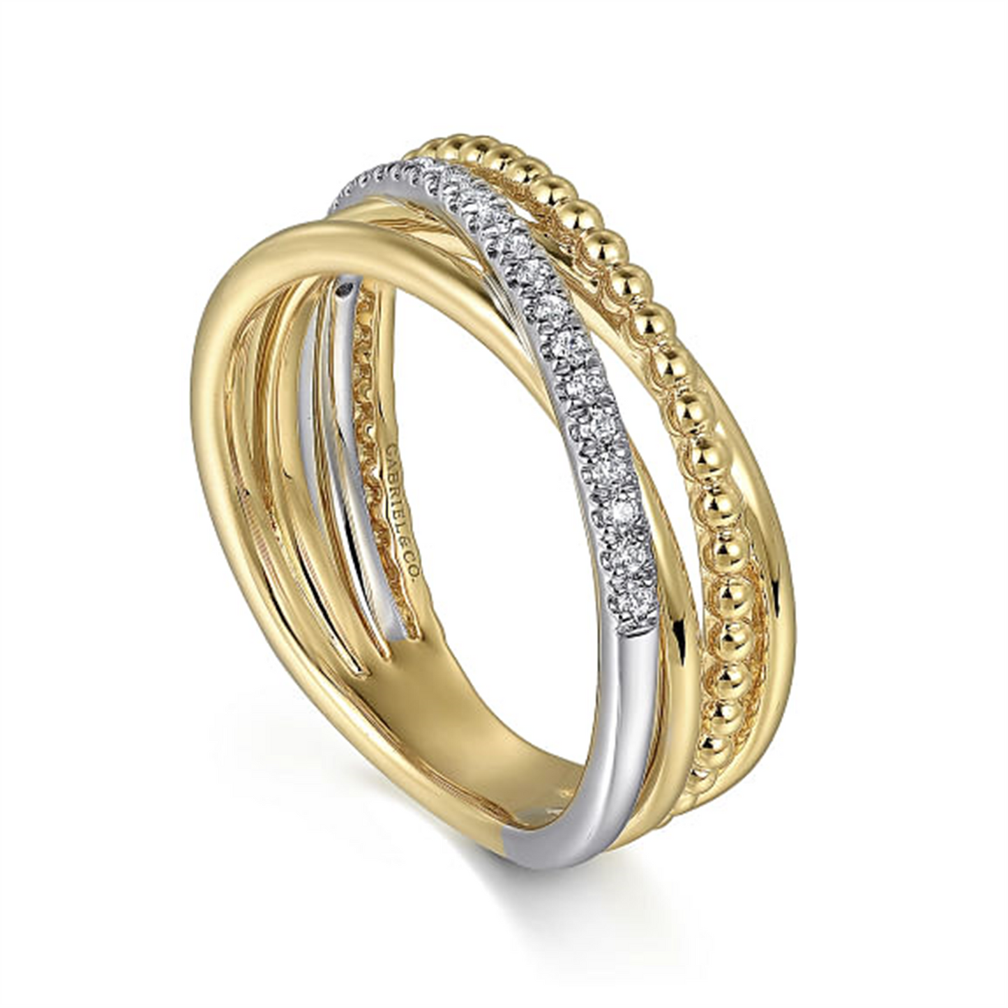 Gabriel & Co. Diamond Criss Cross Bujukan Ladies Ring