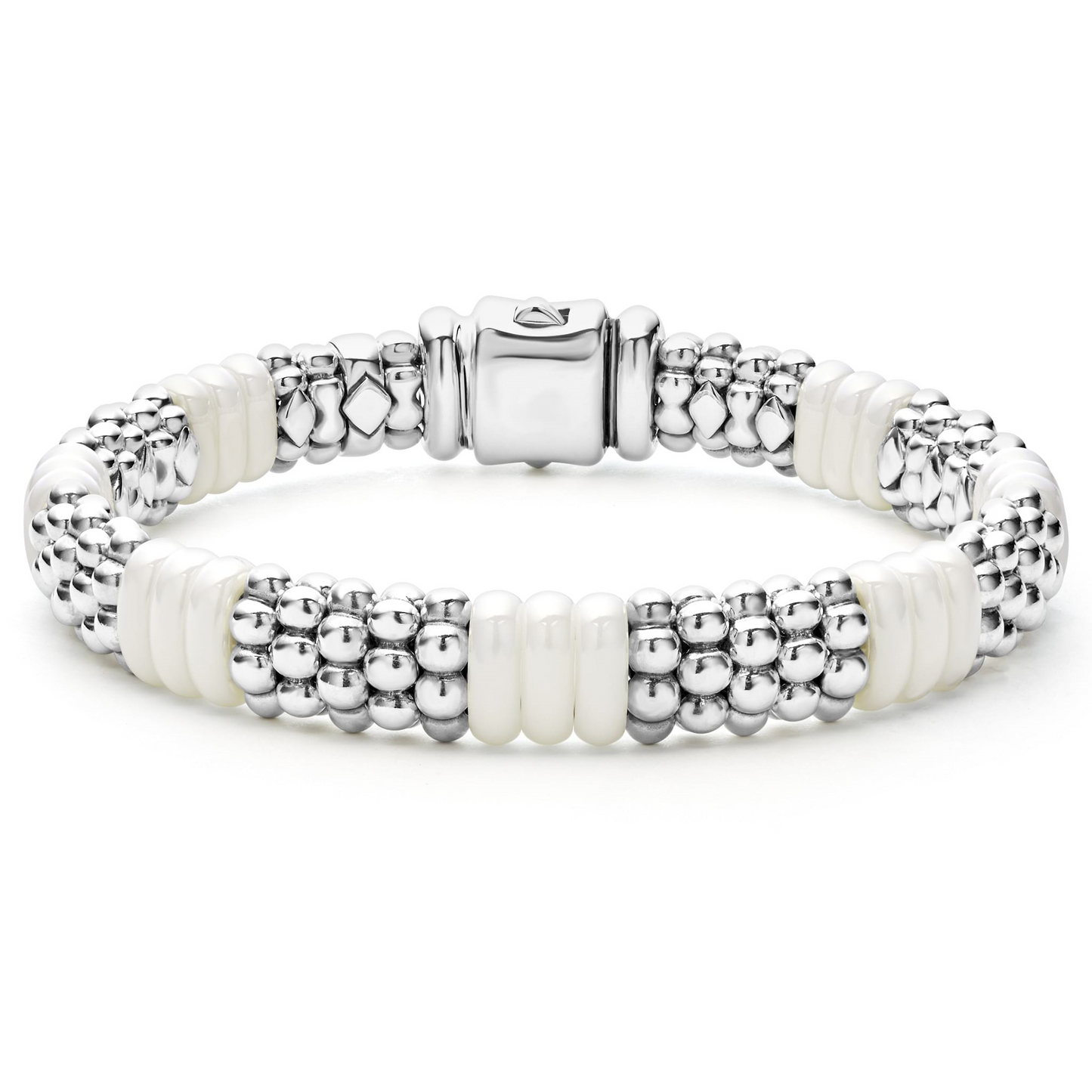 Lagos White Ceramic Caviar Beaded Bracelet