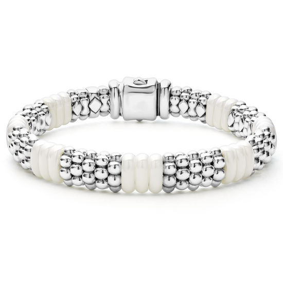 Lagos White Ceramic Caviar Beaded Bracelet