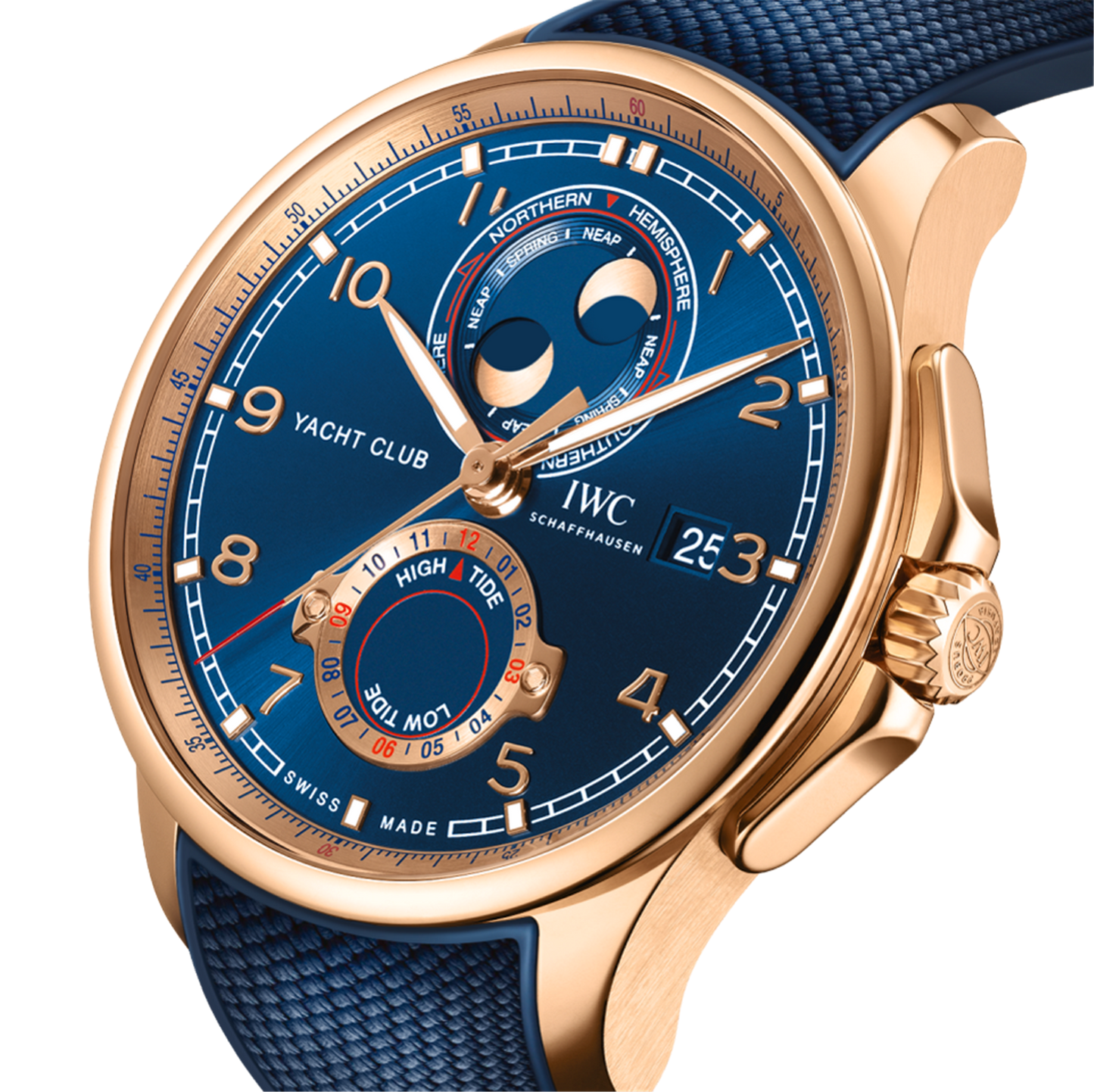 IWC Shaffhausen Portugieser Yacht Club Moon & Tide 44.6mm in 18k Gold & Blue