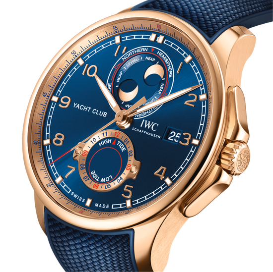 IWC Shaffhausen Portugieser Yacht Club Moon & Tide 44.6mm in 18k Gold & Blue