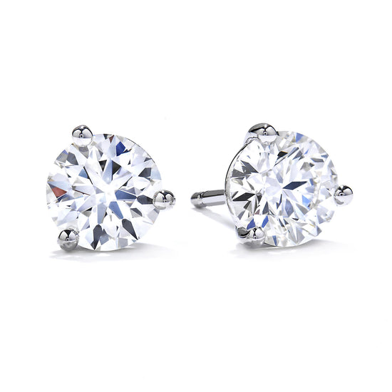 Hearts on Fire 1.5ct Three Prong Diamond Studs in 18k White Gold