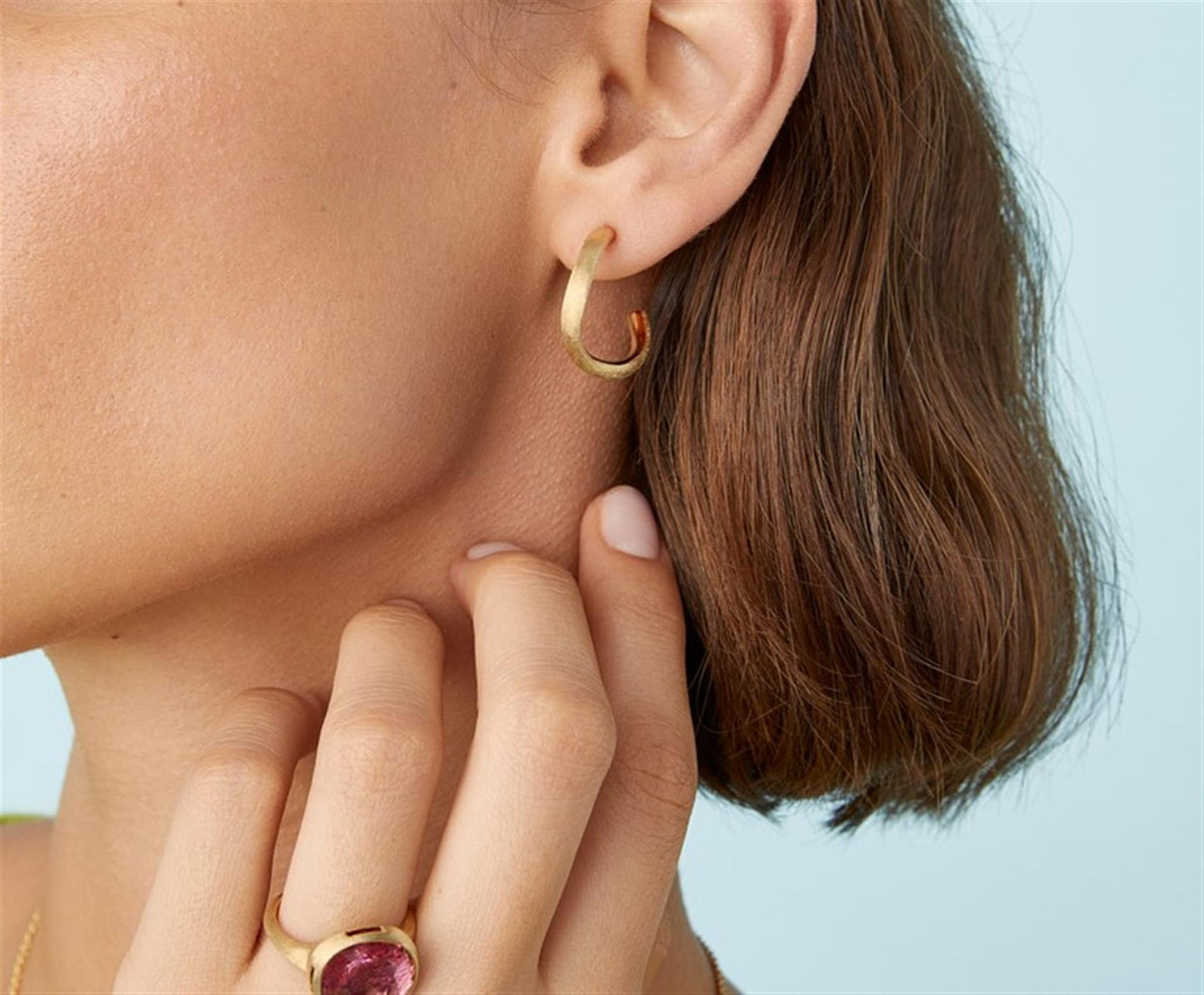 Marco Bicego Jaipur Curved Engraved Hoop Earrings