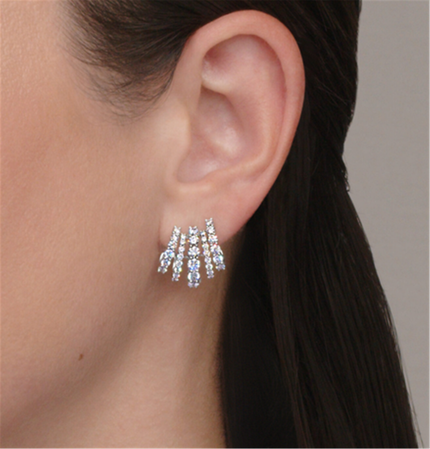 Kwiat Five-Row Huggie Diamond Earrings in 18k White Gold