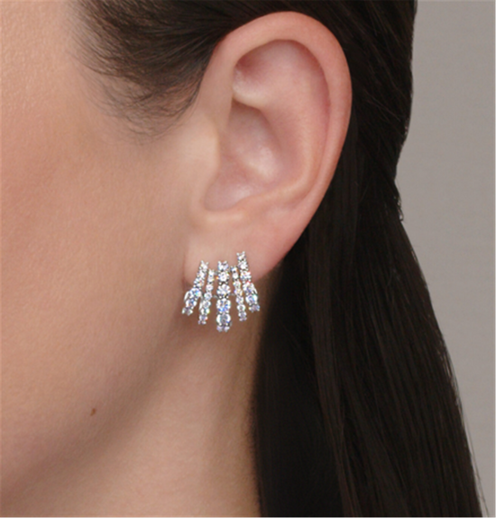 Kwiat Five-Row Huggie Diamond Earrings in 18k White Gold