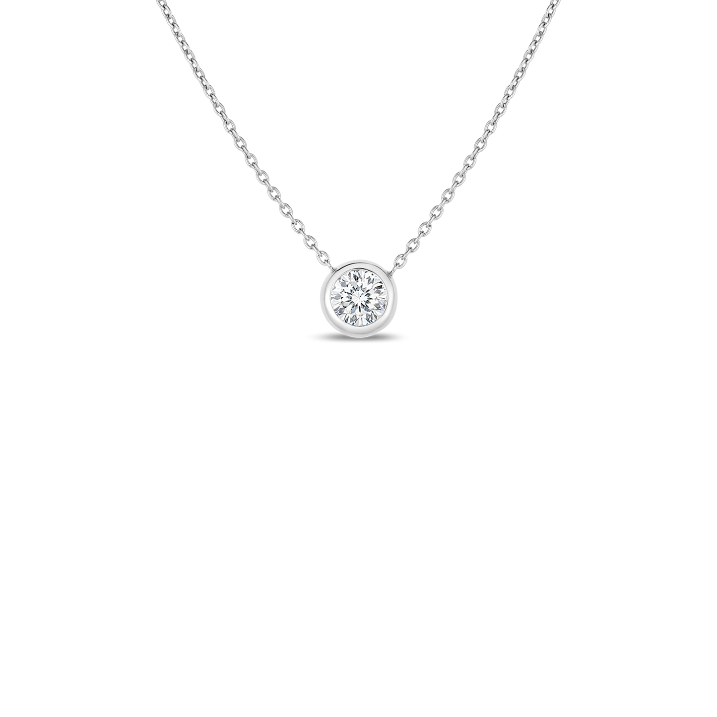 Roberto Coin Bezel Set Diamond Solitaire Necklace in 18k White Gold