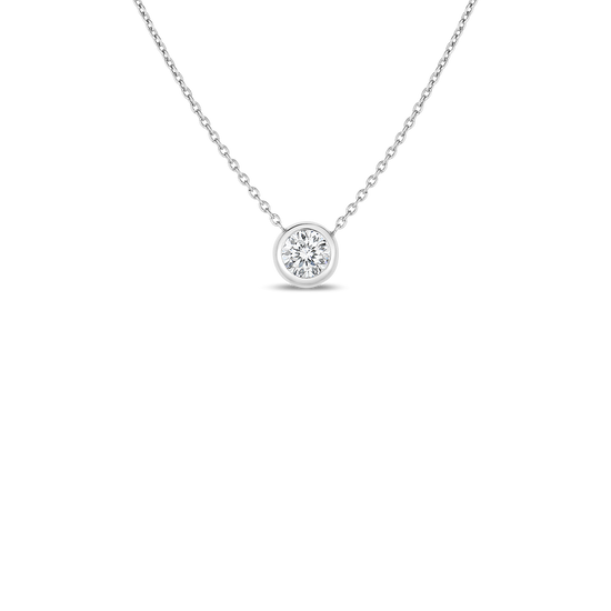 Roberto Coin Bezel Set Diamond Solitaire Necklace in 18k White Gold