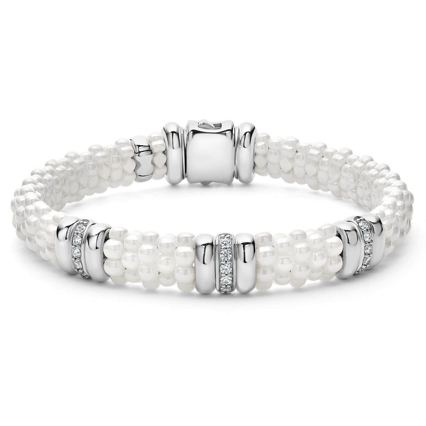 Lagos White Three Station Ceramic Diamond Bracelet