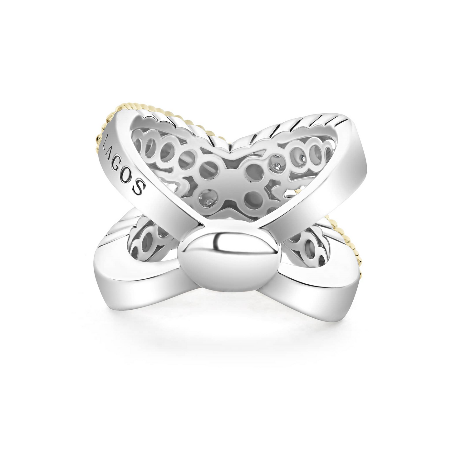 Lagos X Caviar Diamond Ring in Sterling Silver and 18k Gold