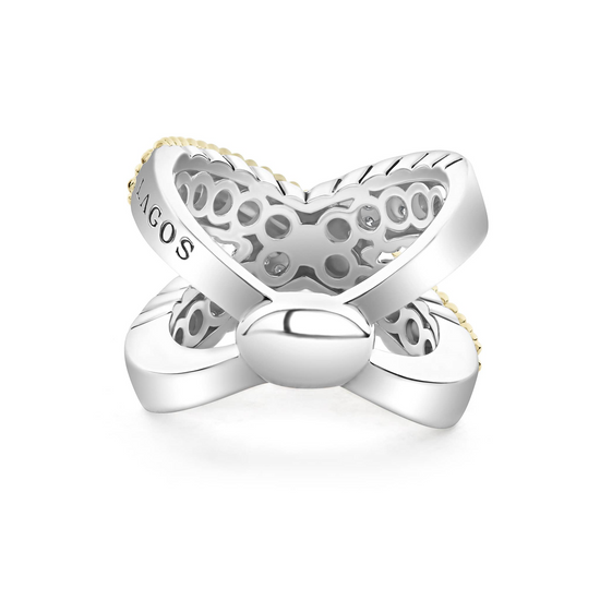 Lagos X Caviar Diamond Ring in Sterling Silver and 18k Gold