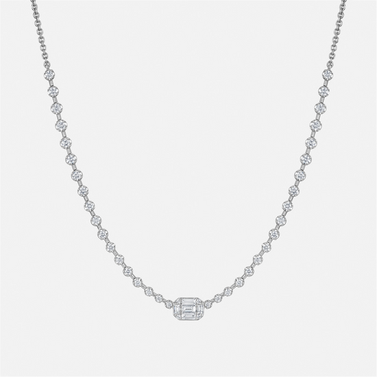 Kwiat Sunburst Demi Riviere Necklace in 18k White Gold