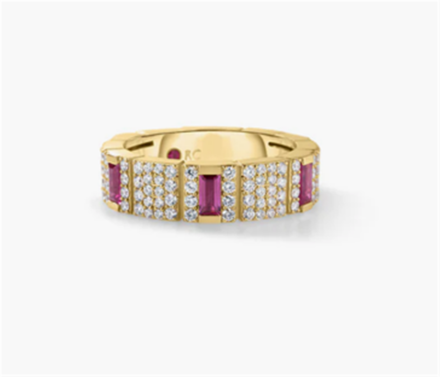 Roberto Coin Obelsco Pave Diamond and Ruby Ring in 18k Gold