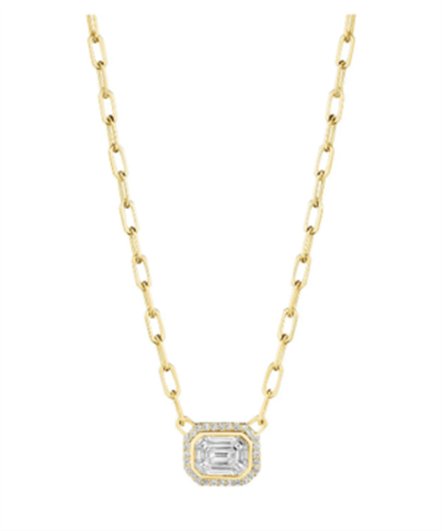 Penny Preville Diamond Emerald Shape Illusion Necklace on Link Chain