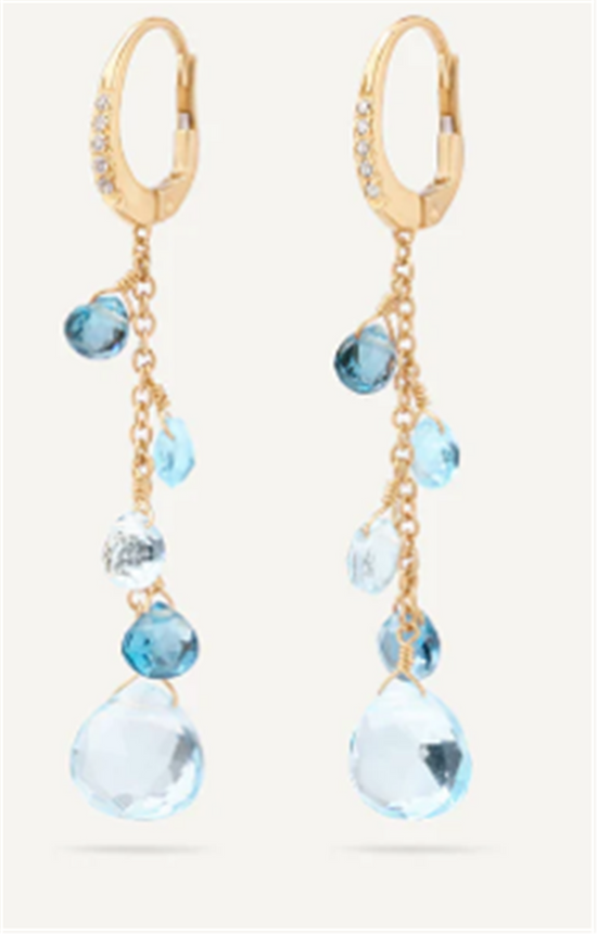 Marco Bicego Paradise Single Strand Diamond & Mixed Topaz Earrings in 18k Gold