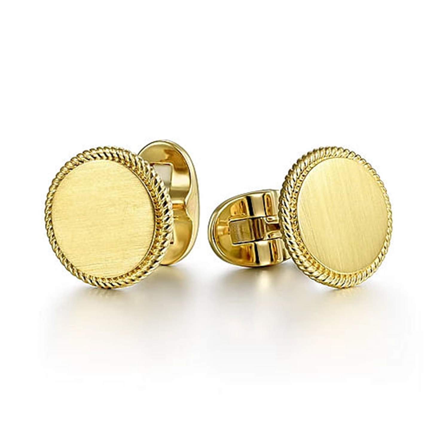 Gabriel & Co. Gold Round Cufflinks with Twisted Rope Trim