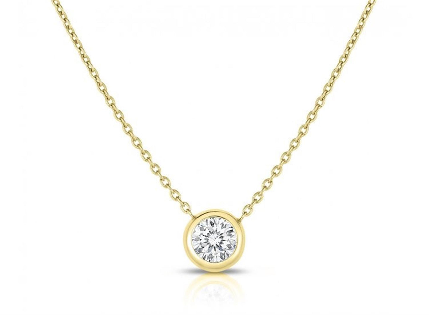 Roberto Coin Bezel Set Diamond Solitaire Necklace in 18k Yellow Gold