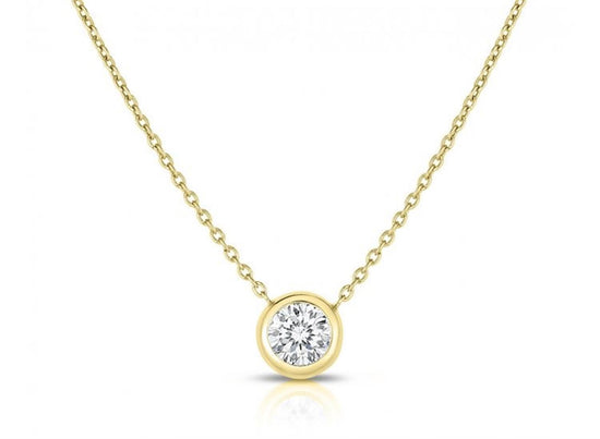 Roberto Coin Bezel Set Diamond Solitaire Necklace in 18k Yellow Gold