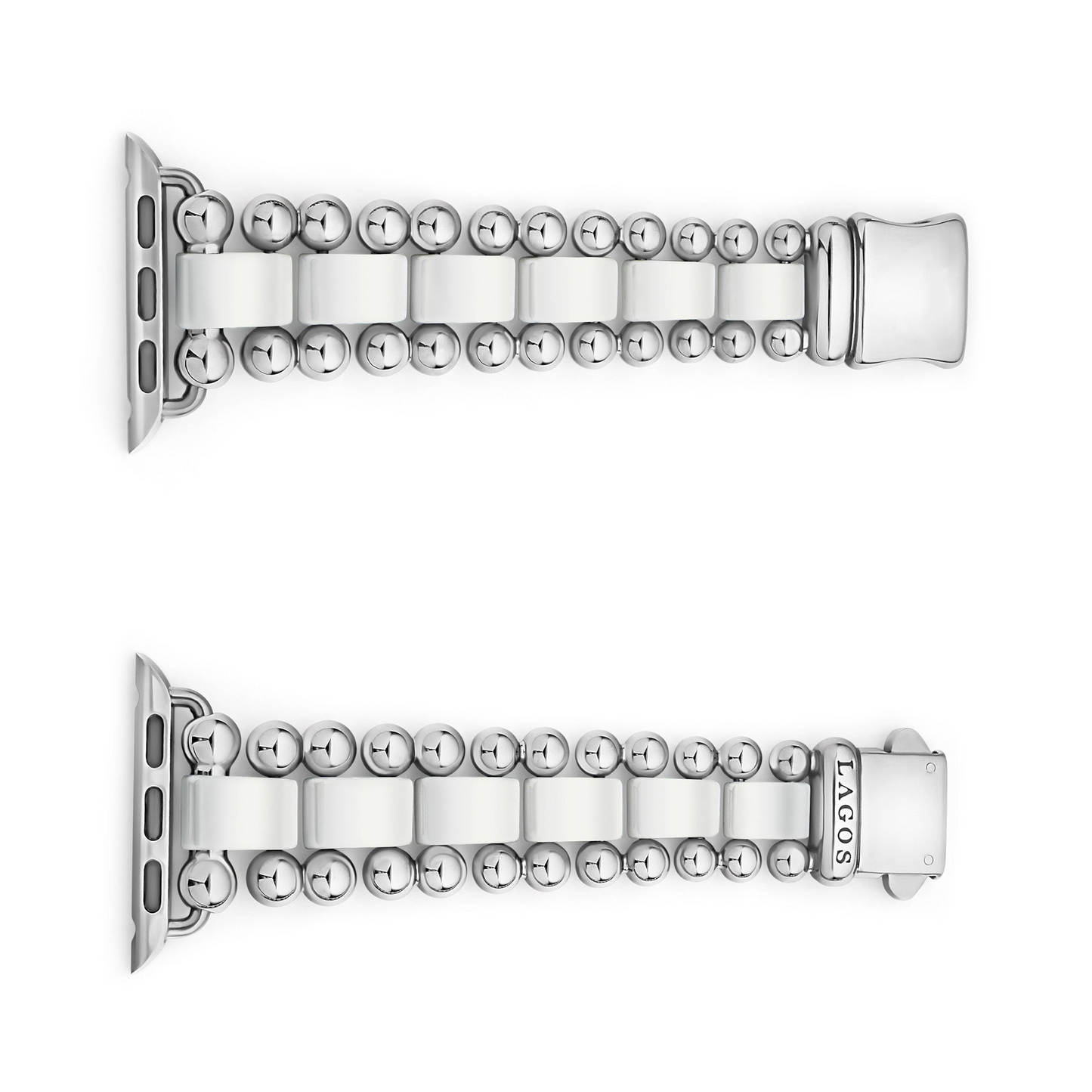 Lagos White Ceramic and Stainless Steel Watch Bracelet - 38-45mm