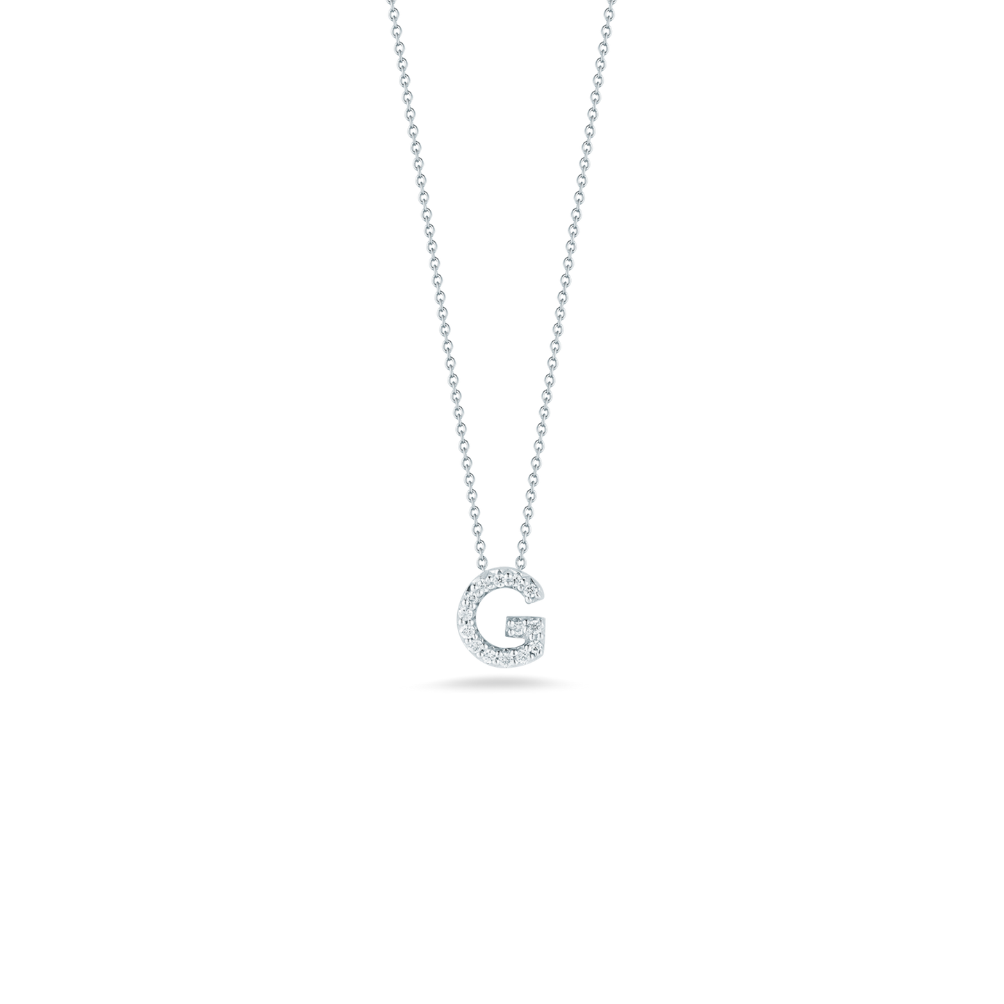 Roberto Coin Diamond Love Letter "G" Necklace in 18k White Gold