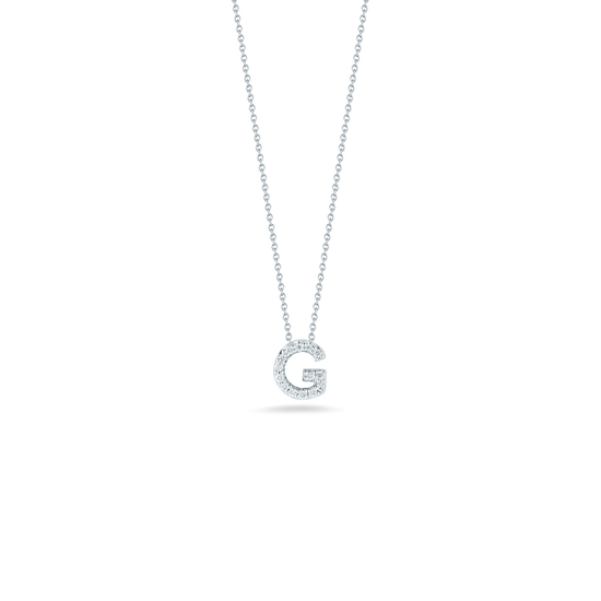 Roberto Coin Diamond Love Letter "G" Necklace in 18k White Gold