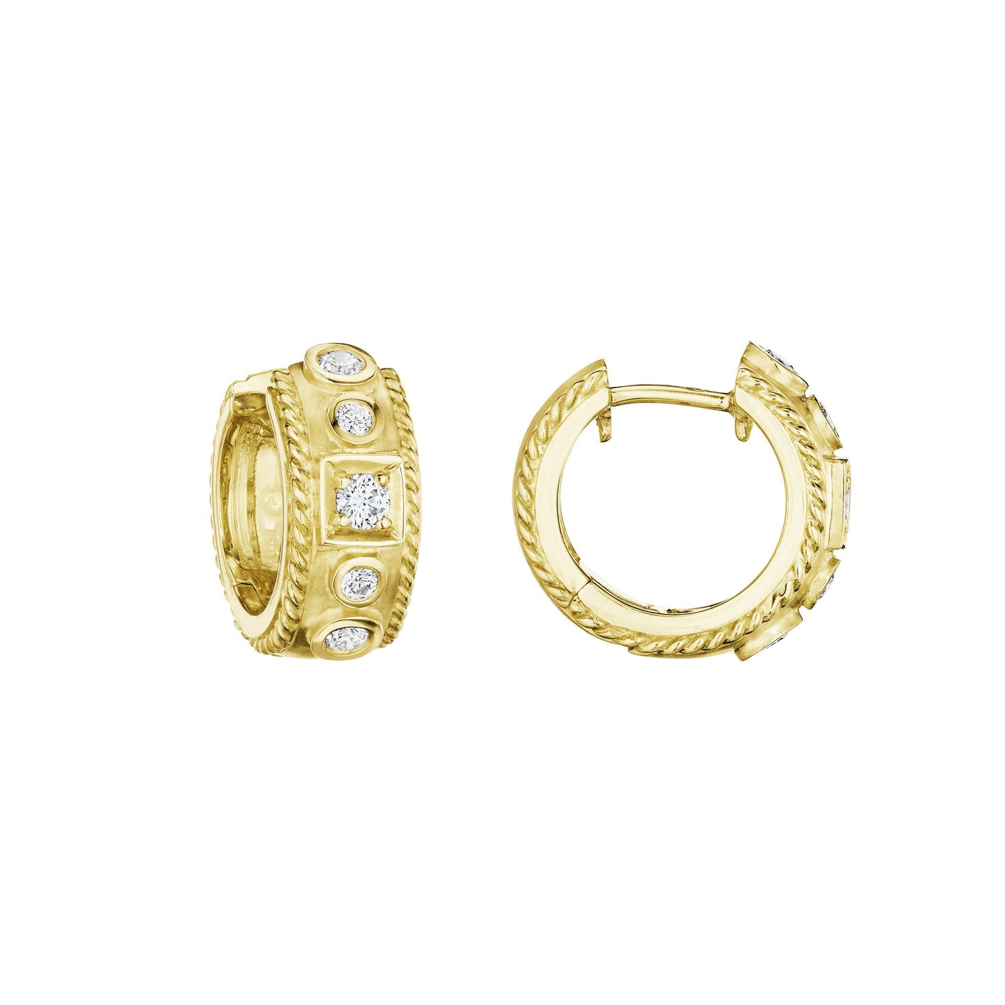 Penny Preville Gold Round & Square Station Huggie Earrings